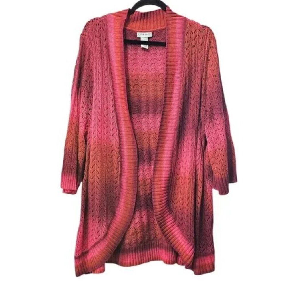 Catherines Knit Ombre Open Front Retro Colorblock Cardigan Sweater